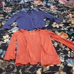 2 cardigans blue and dark pink